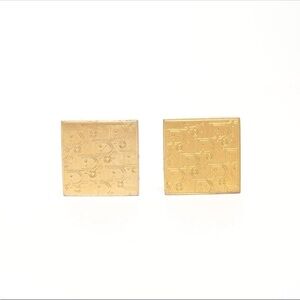 Vintage Christian Dior Gold Tone Monogram Square Cufflinks